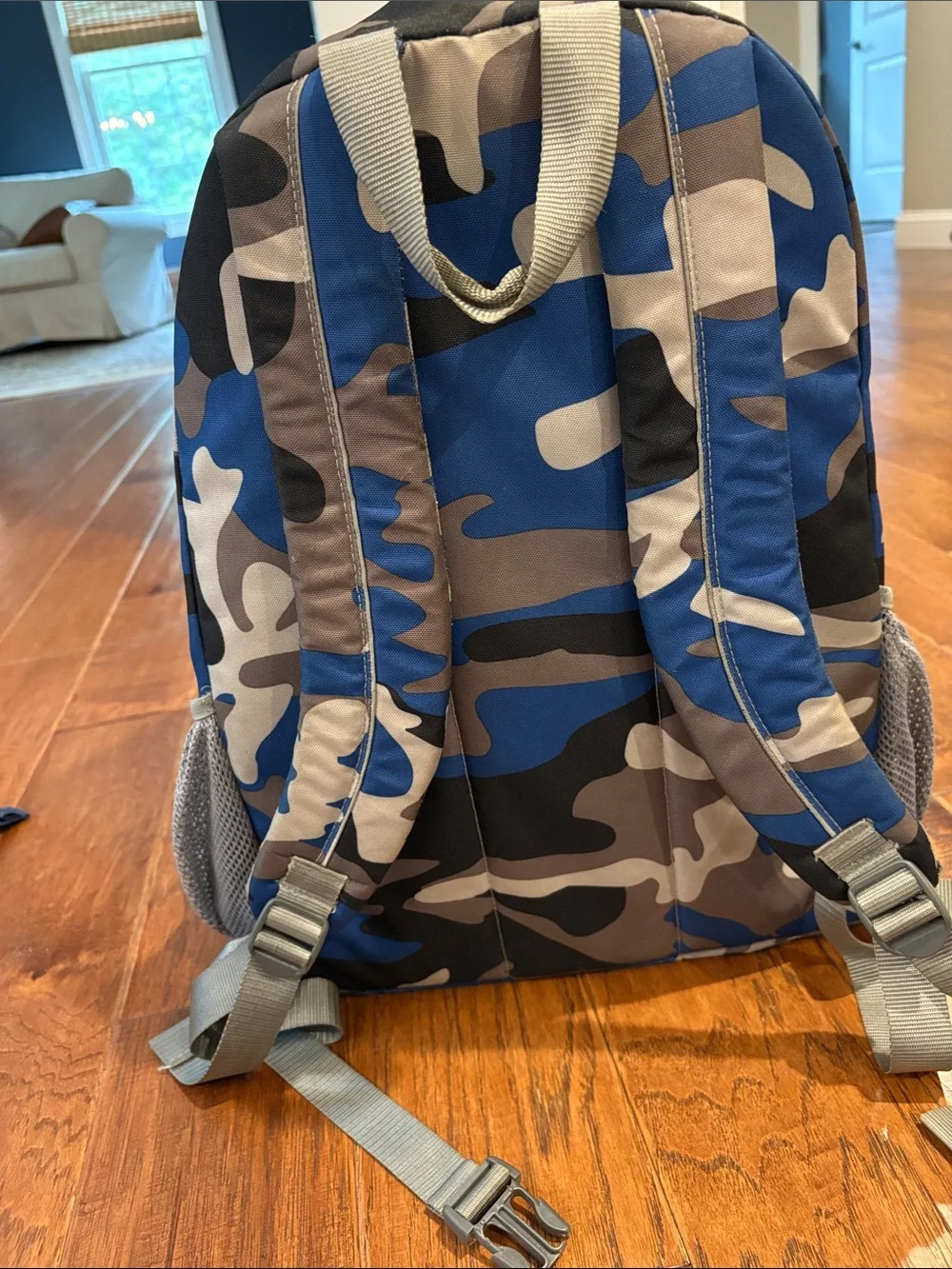 L.L. Bean Deluxe Blue, Black & Gray Camo Backpack